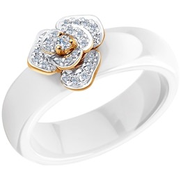 Кольцо из керамики с золотом и бриллиантами 6015009