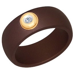 Кольцо из керамики с золотом и бриллиантом 6015017