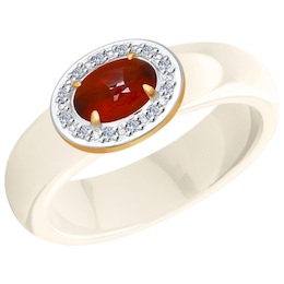 Керамическое кольцо с золотом и миксом камней 6015019