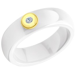 Кольцо из золота с бриллиантами и керамическими вставками 6015030