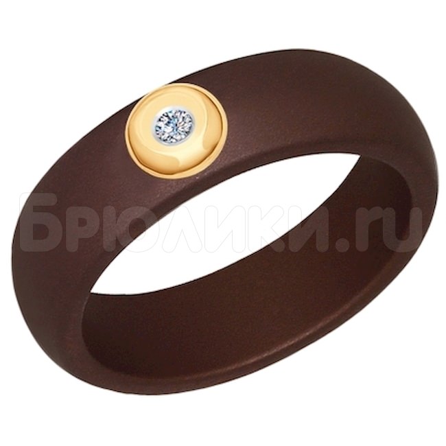 Кольцо из керамики с золотом и бриллиантом 6015034