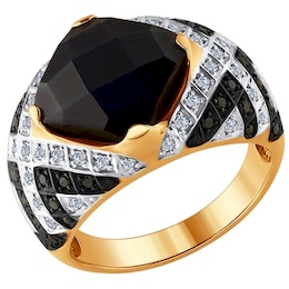 Кольцо из золота с бриллиантами и чёрным керамической вставкой 6015048