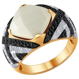 Кольцо из золота с бриллиантами и керамической вставкой 6015049