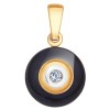 Подвеска из золота с бриллиантом и чёрной керамической вставкой 6035001