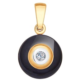 Подвеска из золота с бриллиантом и чёрной керамической вставкой 6035001