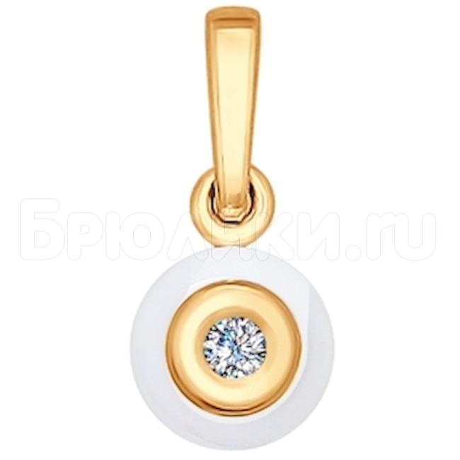 Подвеска из золота с бриллиантом и керамической вставкой 6035011
