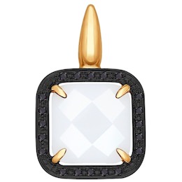Подвеска из золота с чёрными бриллиантами и керамической вставкой 6035016