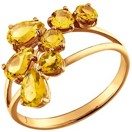 Кольцо из золота с цитринами 711970