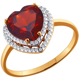 Кольцо с крупным красным камнем в форме сердца 713690