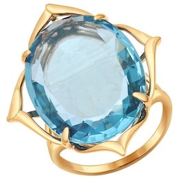 Кольцо из золота с голубым кварцем 714353
