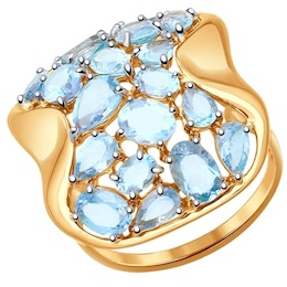 Кольцо из золота с голубыми топазами 714398