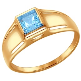 Кольцо из золота с голубым топазом 714472