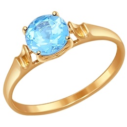 Кольцо из золота с голубым топазом 714487
