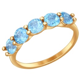 Кольцо из золота с голубыми топазами 714560