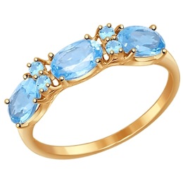 Кольцо из золота с топазами и голубыми фианитами 714564