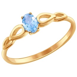 Кольцо из золота с голубым топазом 714590