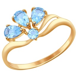 Кольцо из золота с голубыми топазами 714593