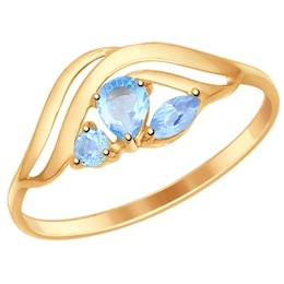 Кольцо из золота с голубыми топазами 714614