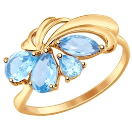 Кольцо из золота с голубыми топазами 714630