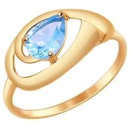 Кольцо из золота с голубым топазом 714637