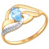 Кольцо из золота с голубым топазом и фианитами 714646