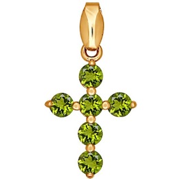 Крест из золота с хризолитами 730603