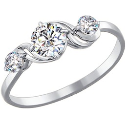 Помолвочное кольцо из белого золота со Swarovski Zirconia 81010185