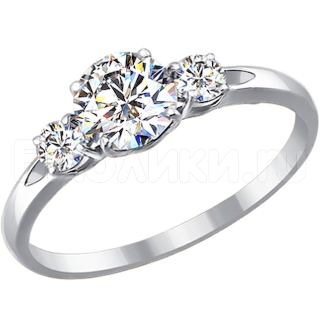 Помолвочное кольцо из белого золота со Swarovski Zirconia 81010187