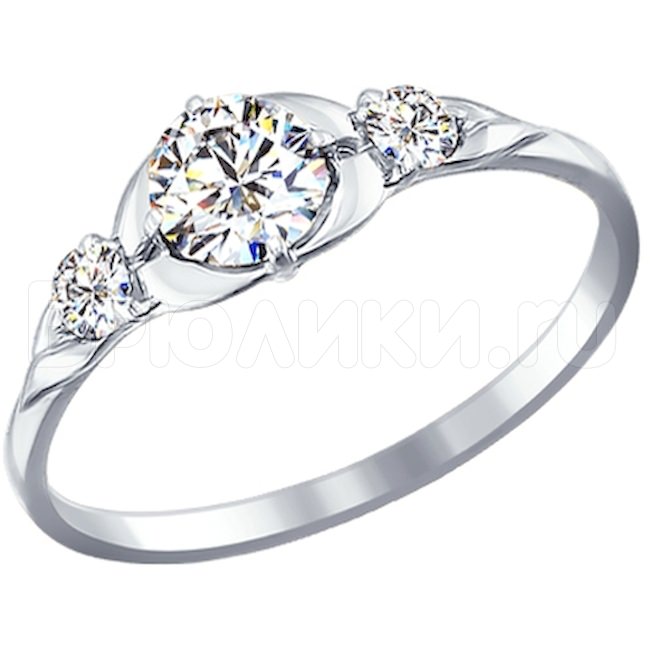 Помолвочное кольцо из белого золота со Swarovski Zirconia 81010189