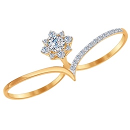 Кольцо на два пальца из золота со Swarovski Zirconia 81010232