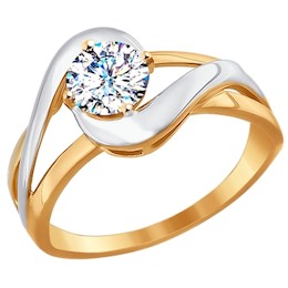 Помолвочное кольцо из комбинированного золота со Swarovski Zirconia 81010247