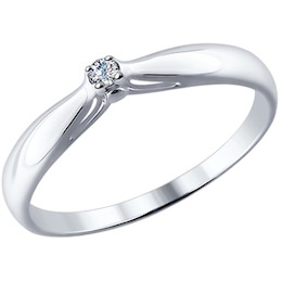 Помолвочное кольцо из серебра с бриллиантом 87010002