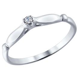 Помолвочное кольцо из серебра с бриллиантом 87010003