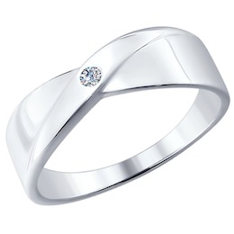 Кольцо из серебра с бриллиантом 87010004