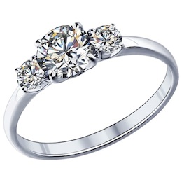 Помолвочное кольцо из серебра с фианитами 89010008