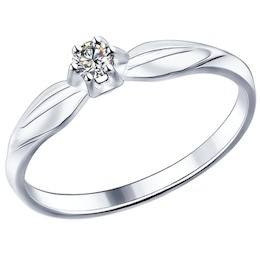 Помолвочное кольцо из серебра с фианитом 89010017