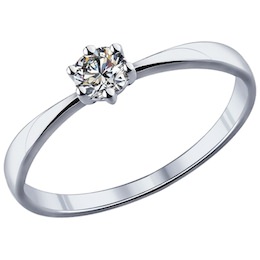 Помолвочное кольцо из серебра с фианитом 89010020
