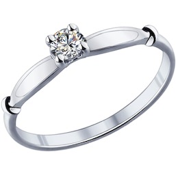 Серебряное помолвочное кольцо с фианитом 89010025