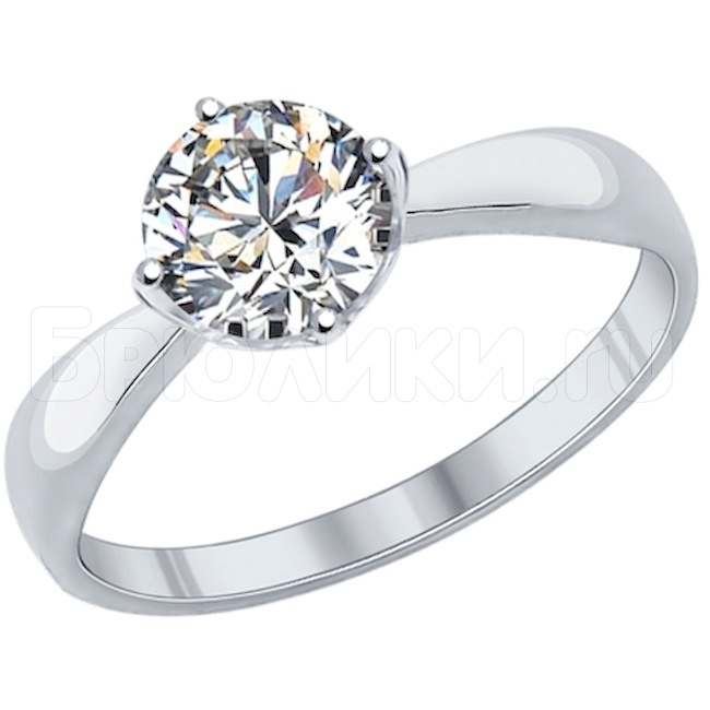 Помолвочное кольцо из серебра с swarovski zirconia 89010028