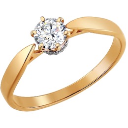 Помолвочное кольцо c бриллиантом из золота 585 пробы 9010012