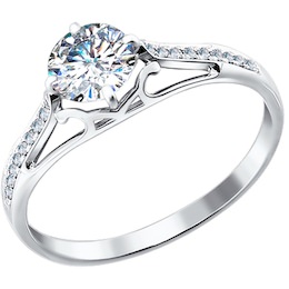 Помолвочное кольцо из белого золота с бриллиантами 9010021