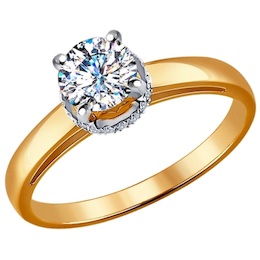 Помолвочное кольцо из комбинированного золота с бриллиантами 9010038