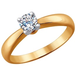 Помолвочное кольцо из комбинированного золота с бриллиантом 9010040