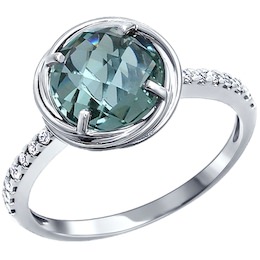 Классическое тонкое серебряное кольцо с крупным камнем 92010726