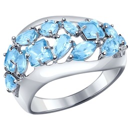 Кольцо из серебра с голубыми топазами 92011196