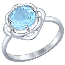 Кольцо из серебра с голубым топазом 92011245