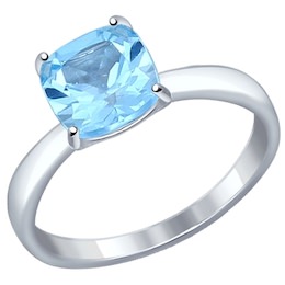 Кольцо из серебра с голубым топазом 92011254