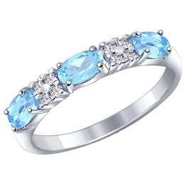 Кольцо из серебра с голубыми топазами и фианитами 92011280