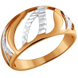Кольцо из золочёного серебра с алмазной гранью 93010130