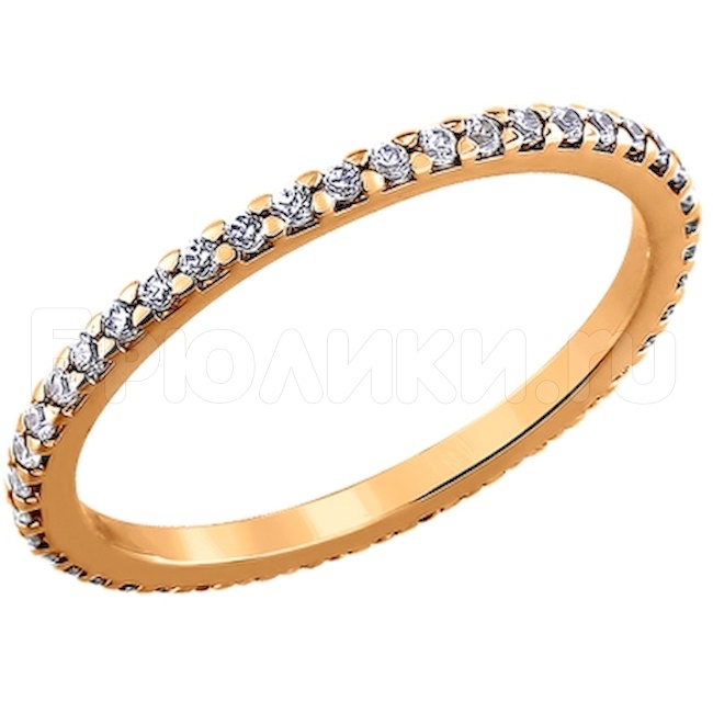 Кольцо из золочёного серебра с фианитами 93010150